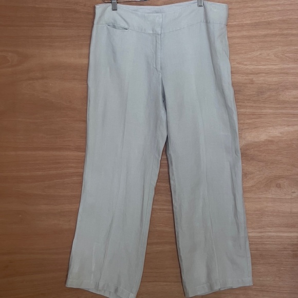 Eileen Fisher 100% linen wide leg pants size 12 gray casual minimalist lagenlook - Picture 1 of 7